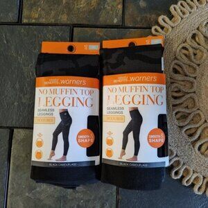 Warner's Blissful Benefits No Muffin Top 2 Pair XS Textured Leggings Camouflage